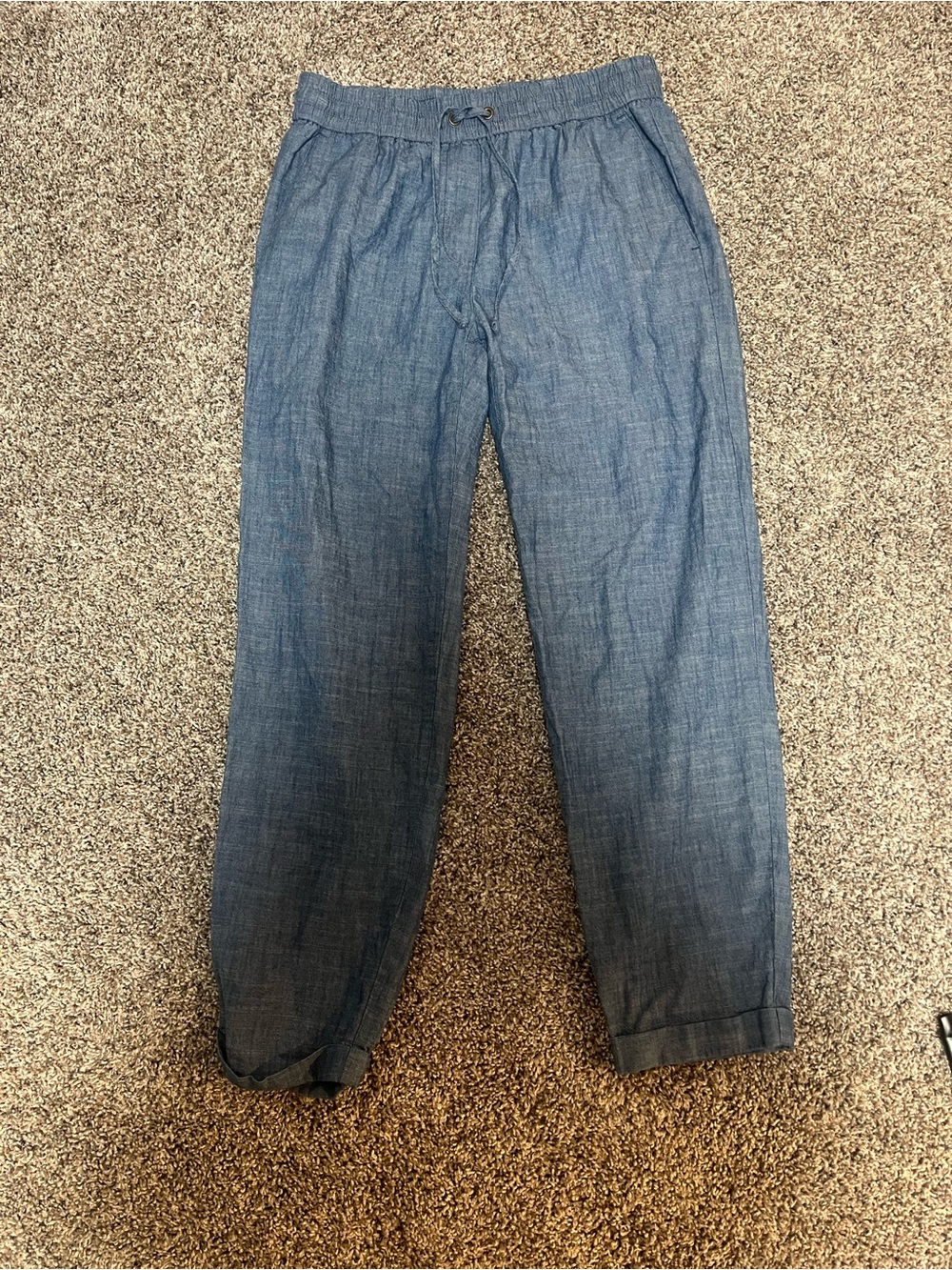 J. Crew Relaxed Drawstring Linen-Blend Jeans in Medium Blue